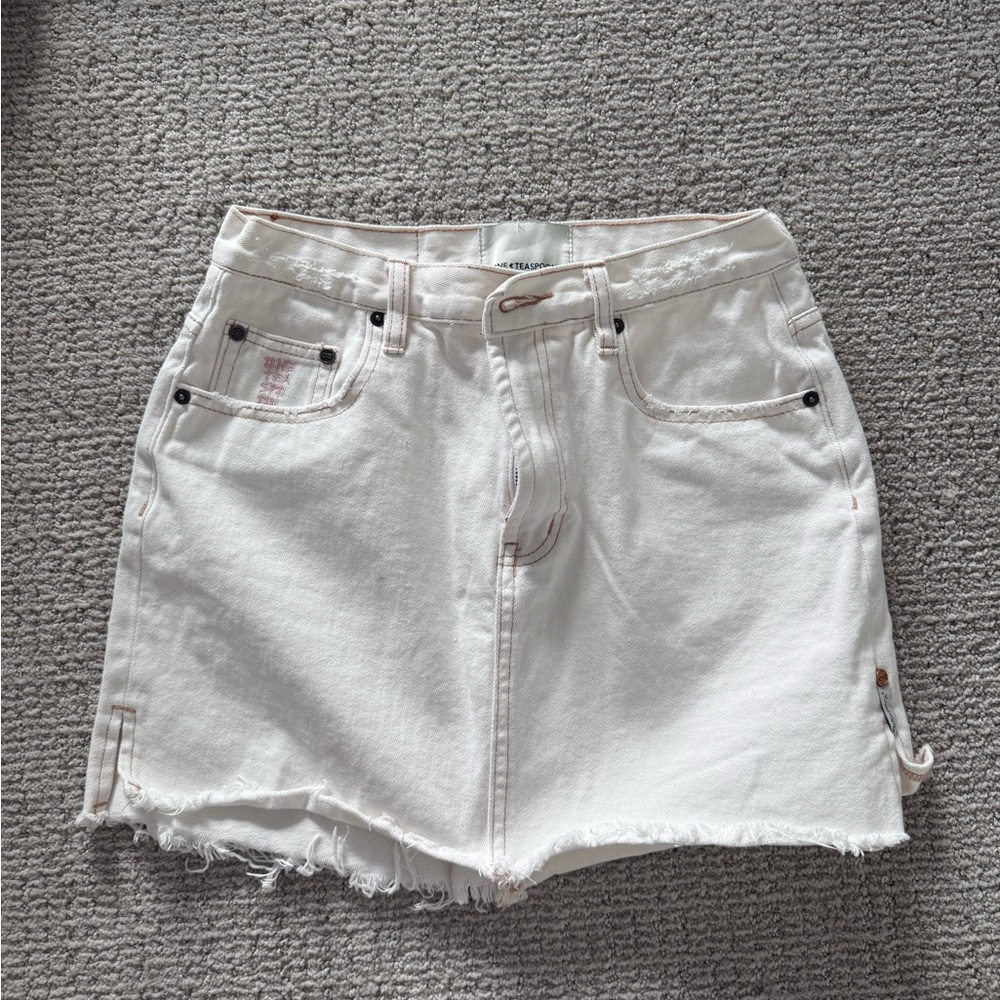 Free People white/ Cream Denim Skirt